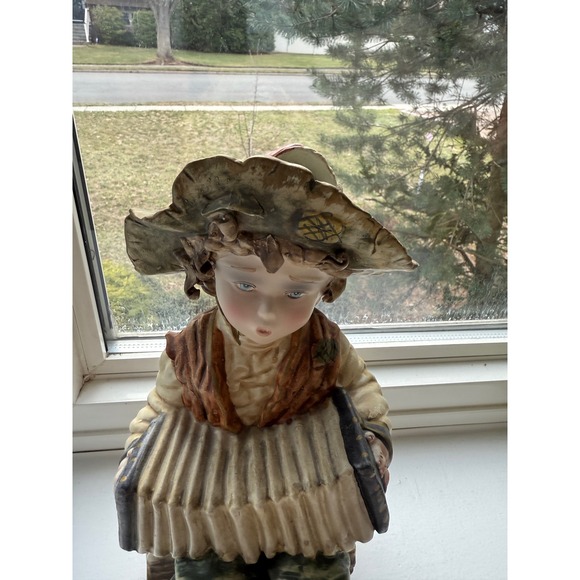 Vintage Italian Boy Accordion Figurine Porcelain Hand Painted Musical Cherub - Picture 2 of 12